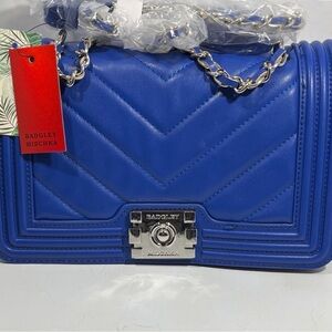Badgley Mischka | Blue & Silver Quilted Crossbody Bag
